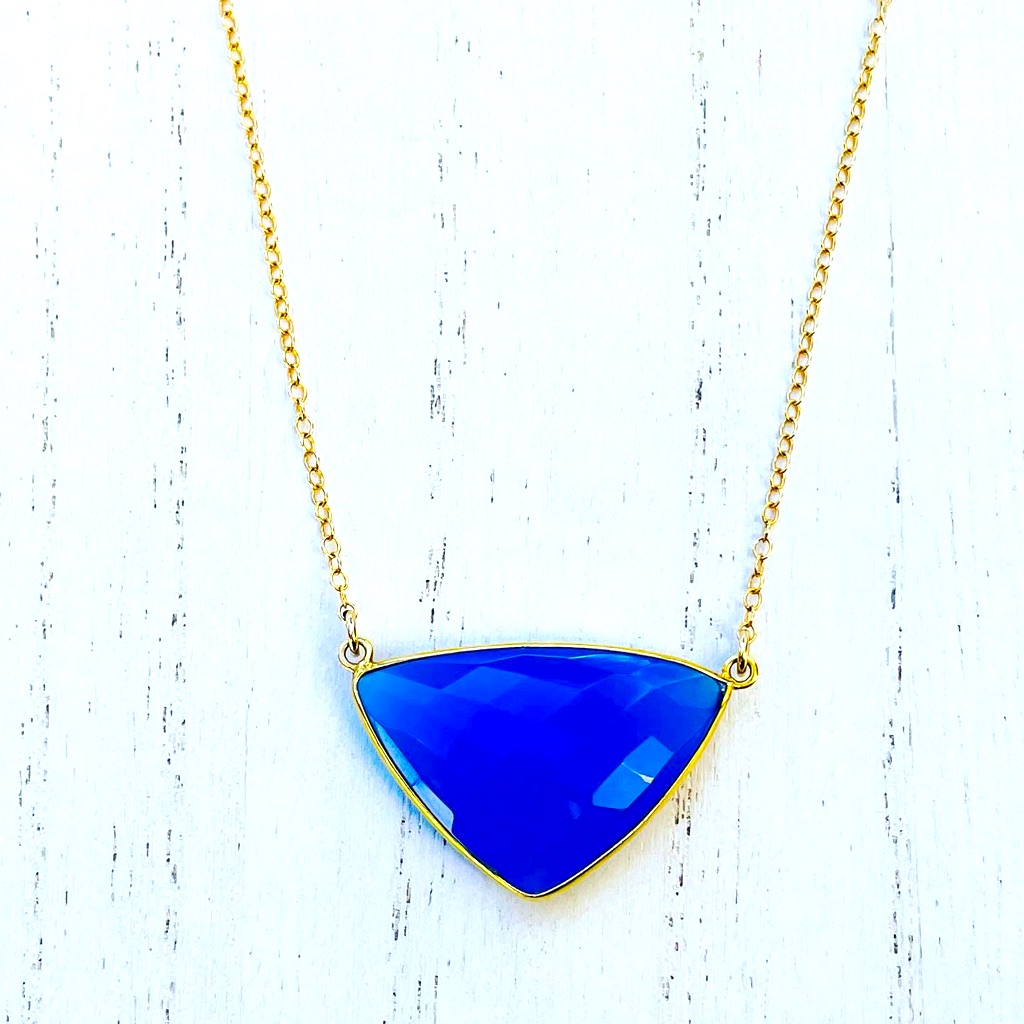 Luvleigh Designs - Dark Blue Chalcedony & Gold Fill Necklace- Handmade In Ca